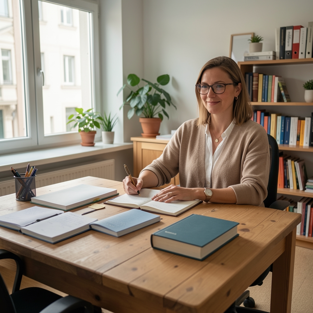 Bunte Auswahl frischer Gemüse und Früchte auf einem Holztisch, sauber angeordnet unter warmem Naturlicht